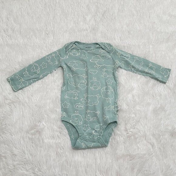 3/$10 Baby Carter's Green Long Sleeve One Piece Size 18 Months - Picture 1 of 6